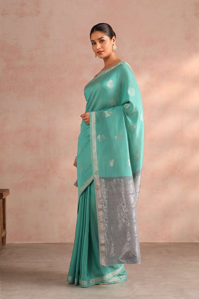 Light Green Woven South Silk Tencel Saree thumbnail image number null