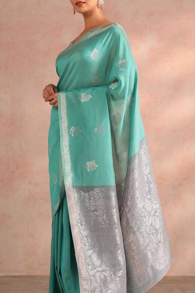 Light Green Woven South Silk Tencel Saree thumbnail image number null