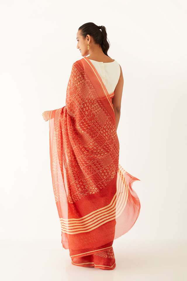 Pink Viscose Organza Printed Saree thumbnail image number null