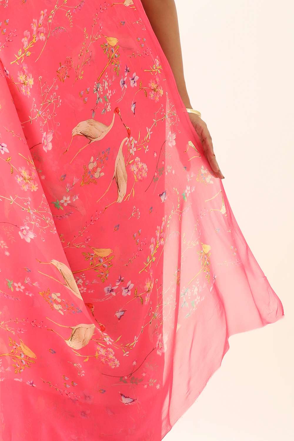 Pink Viscose Georgette Digital Print Saree image number null