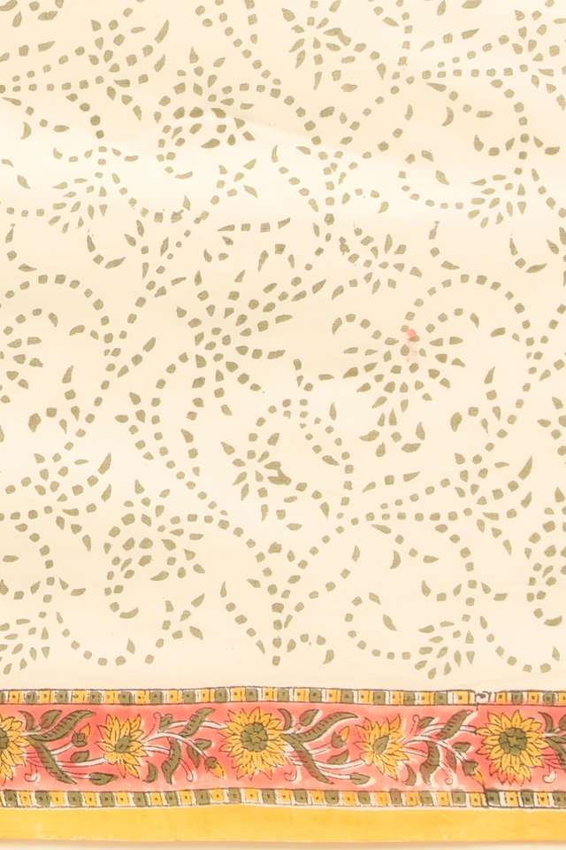 Orange Pure Cotton Bagru Block Printed Saree thumbnail image number null