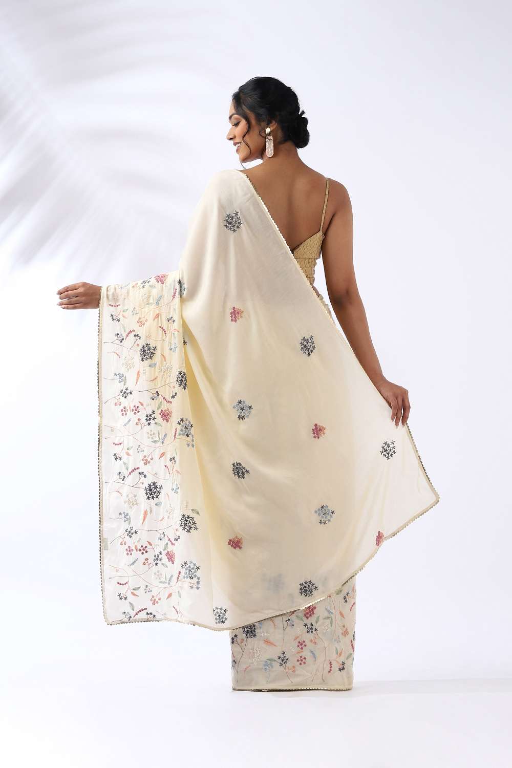 Light Yellow Viscose Embroidered Saree image number null