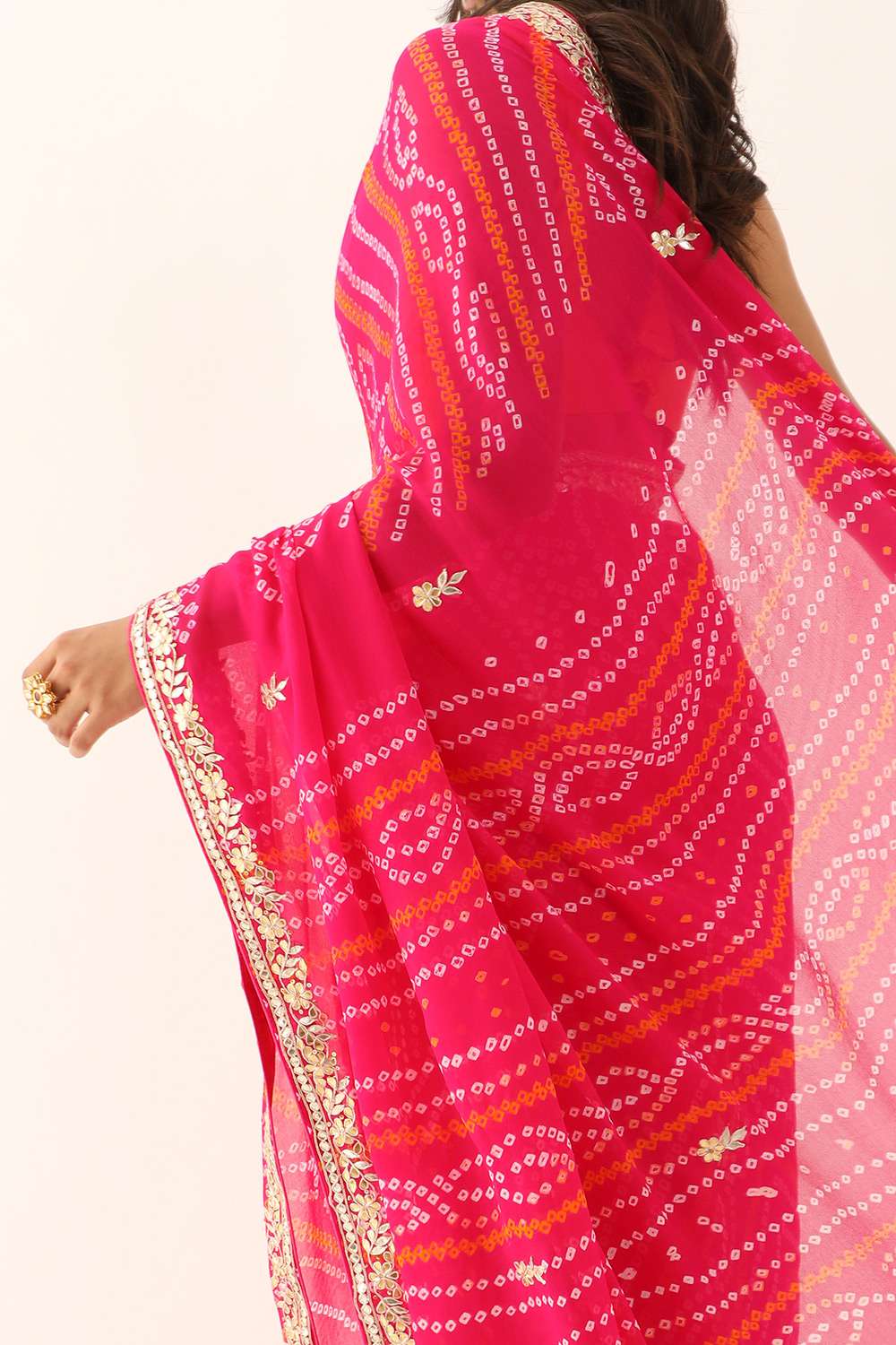 Pink Pure Silk Chiffon Gota Patti Saree image number null