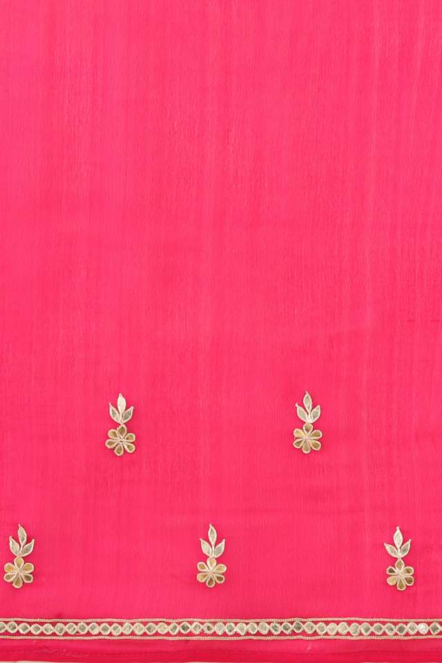 Pink Pure Silk Chiffon Gota Patti Saree thumbnail image number null