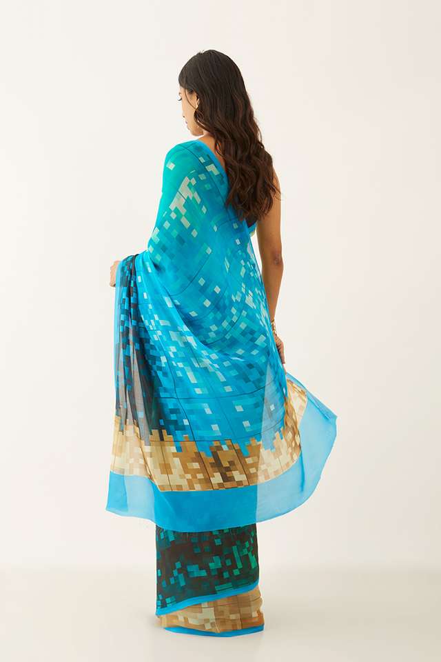Green Viscose Crepe Printed Saree thumbnail image number null