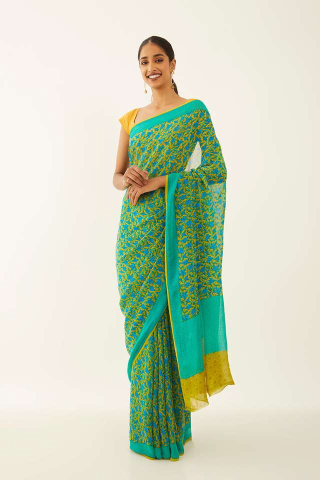 Light Green Viscose Georgette Printed Saree image number