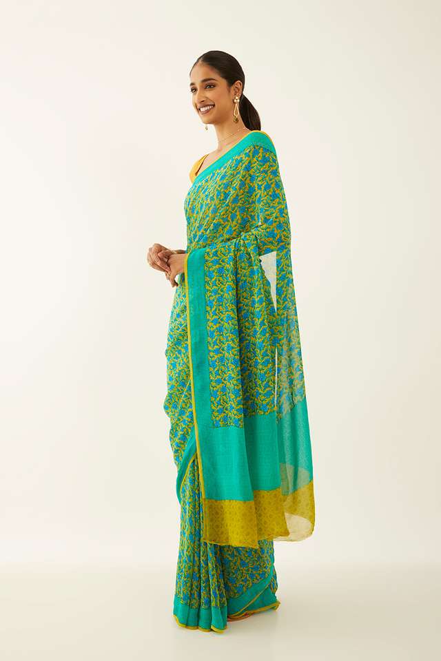Light Green Viscose Georgette Printed Saree thumbnail image number null