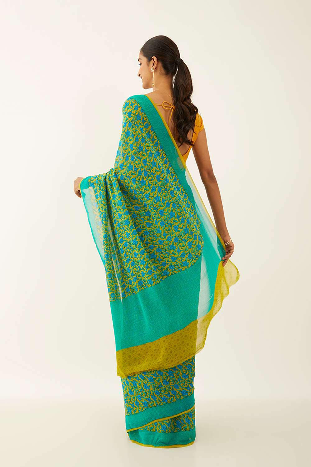 Light Green Viscose Georgette Printed Saree image number null
