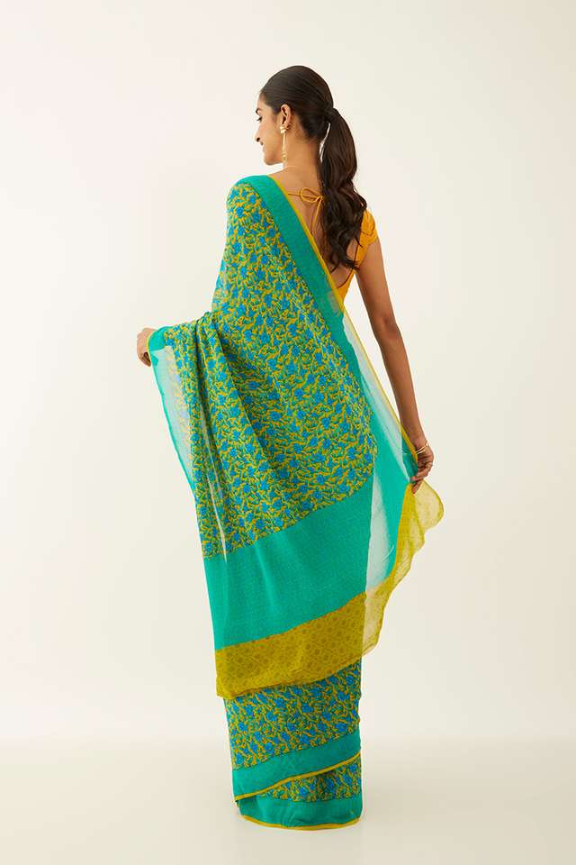 Light Green Viscose Georgette Printed Saree thumbnail image number null