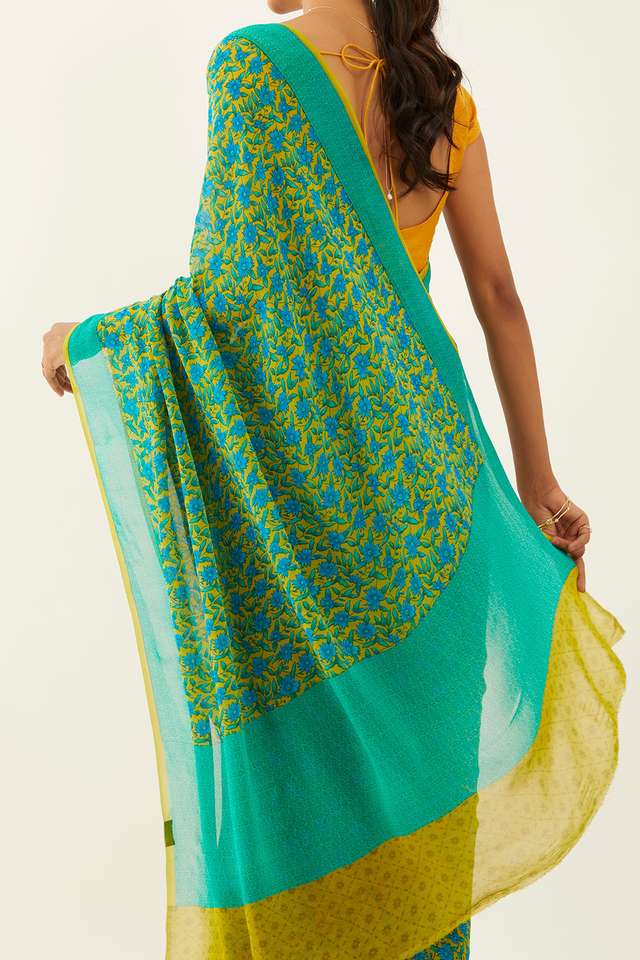 Light Green Viscose Georgette Printed Saree thumbnail image number null