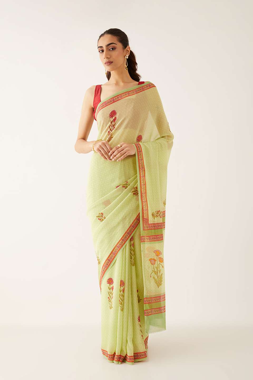Light Green Viscose Georgette Printed Saree