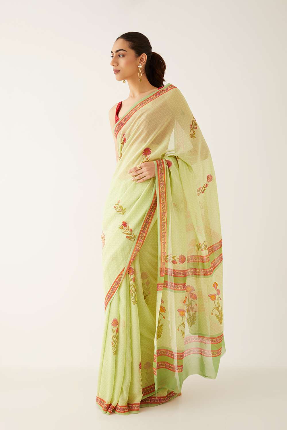 Light Green Viscose Georgette Printed Saree image number null