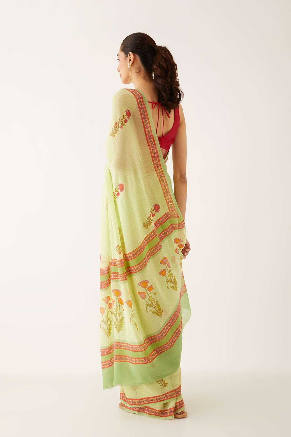 Light Green Viscose Georgette Printed Saree image number null