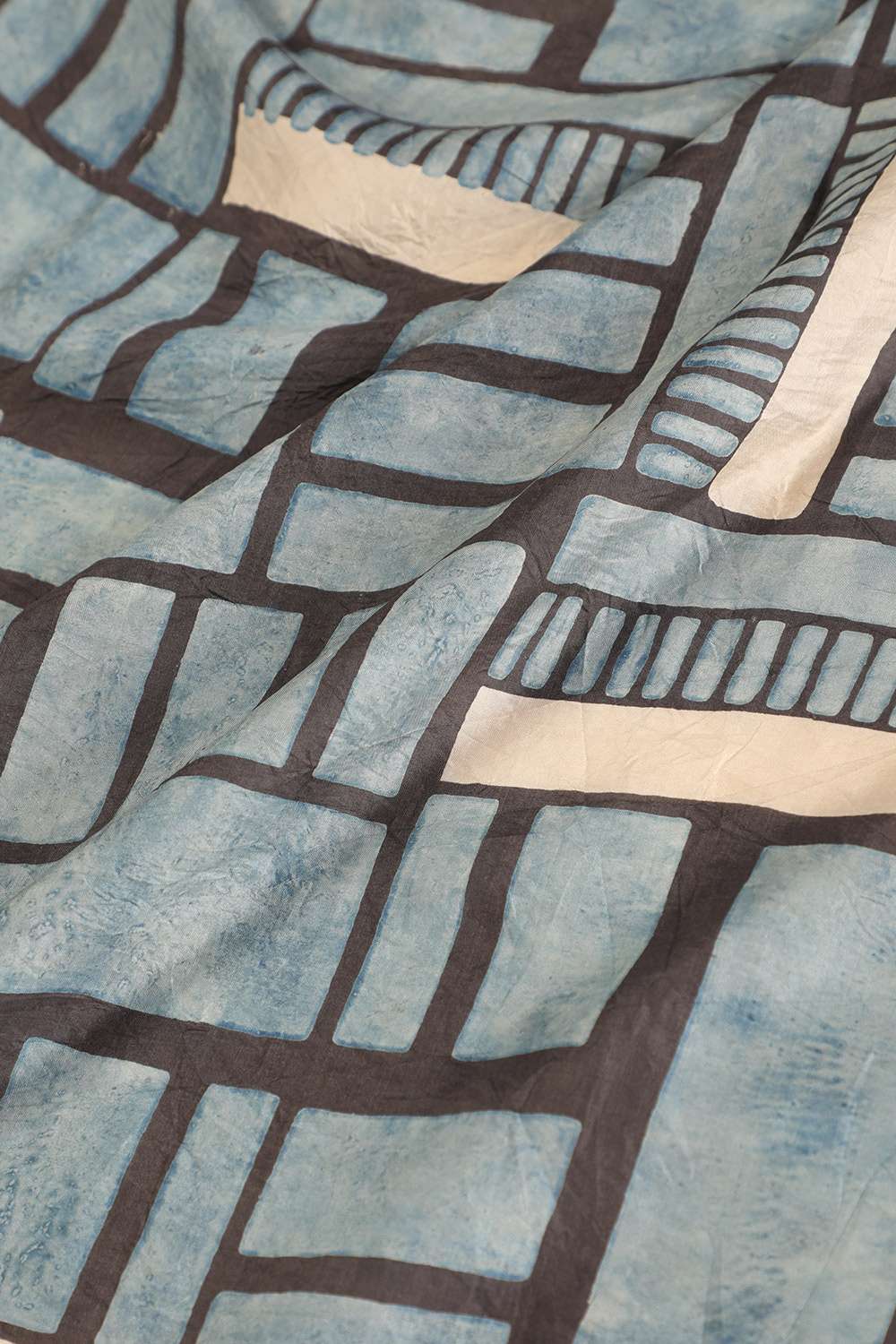 Grey Gujarat Pure Silk Ajrakh Block Print Saree image number null