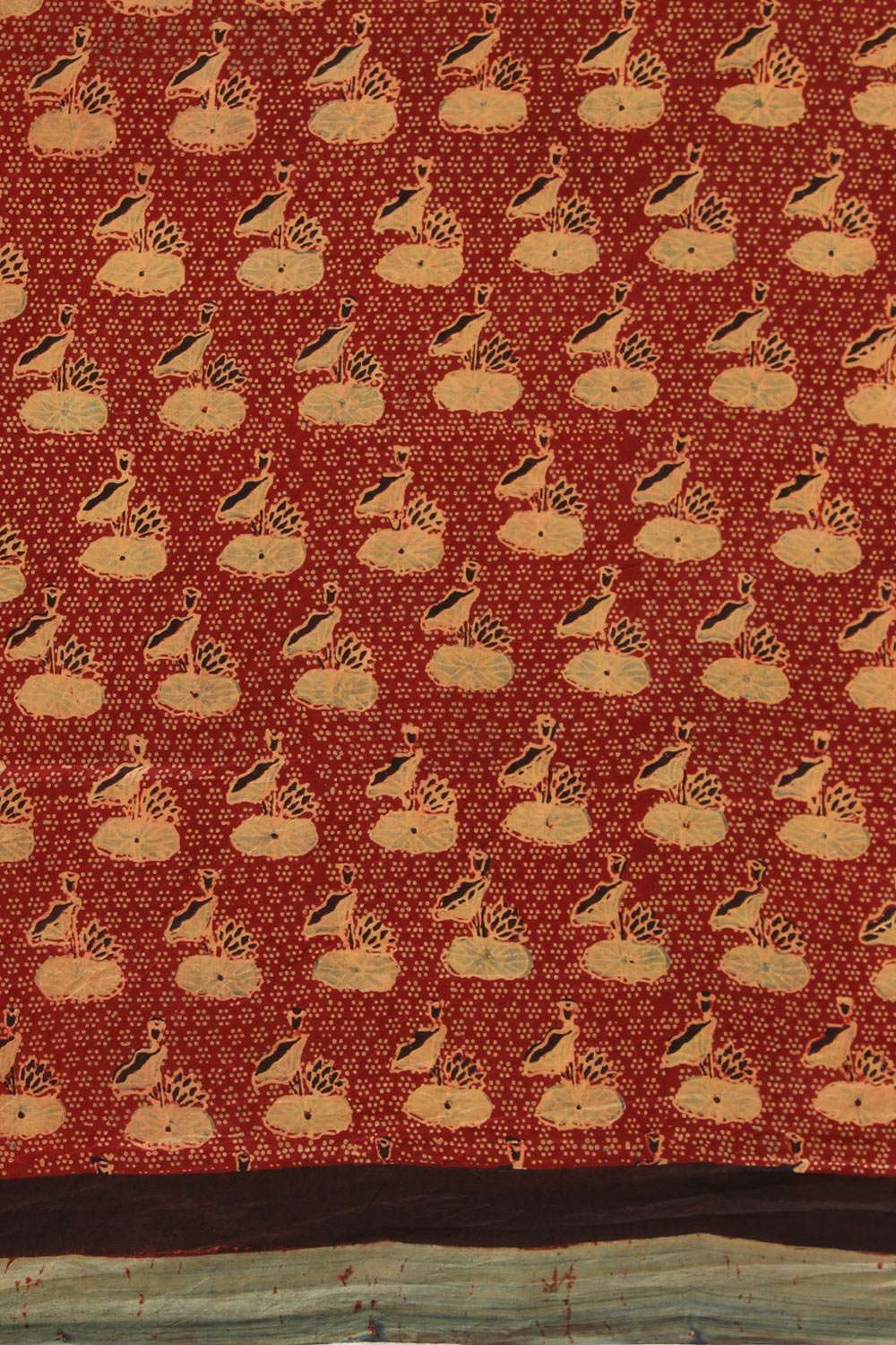 Orange Gujarat Pure Silk Ajrakh Block Print Saree image number null