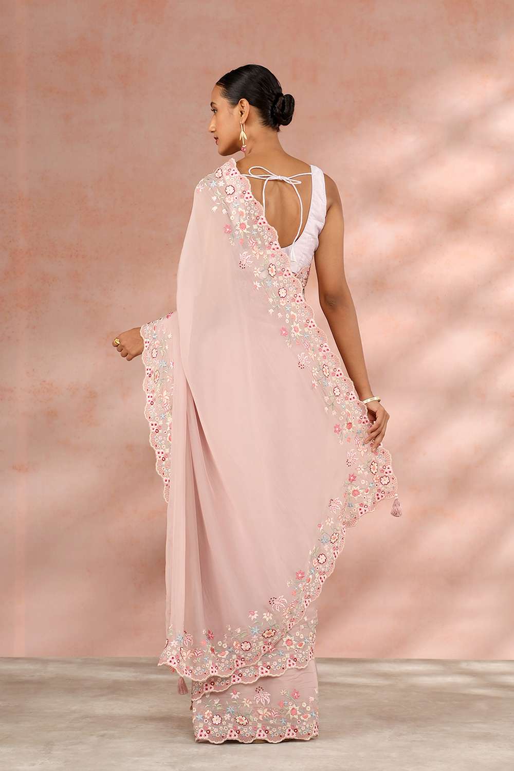 Light Pink Contemporary Viscose Organza Embroidery Saree image number null