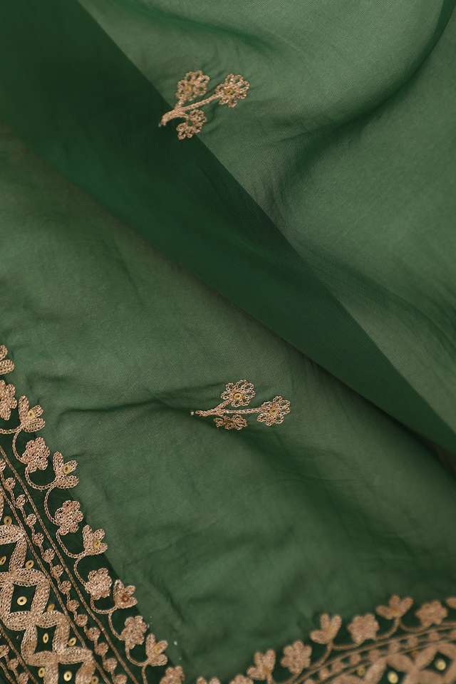Green Viscose Organza Embroidery Saree thumbnail image number null