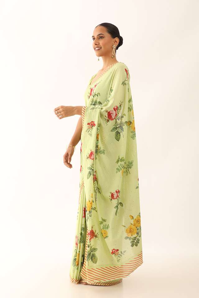 Light Green Bhagalpur Pure Tussar Cotton Screen Printed Saree thumbnail image number null
