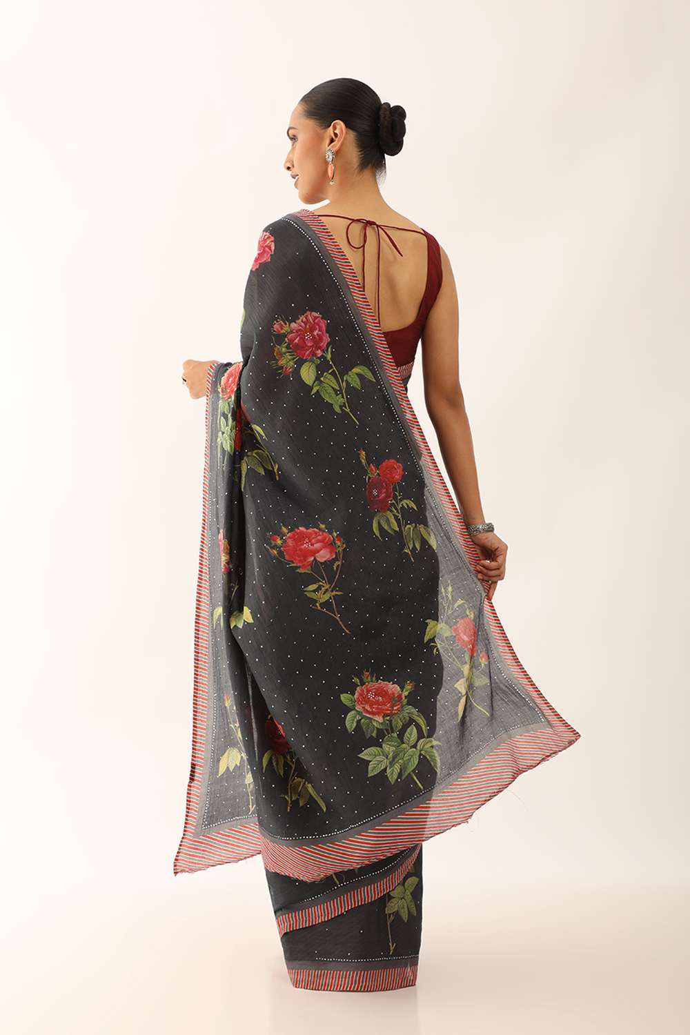 Black Bhagalpur Pure Tussar Cotton Screen Printed Saree image number null