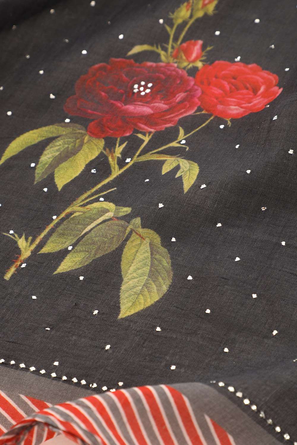 Black Bhagalpur Pure Tussar Cotton Screen Printed Saree image number null