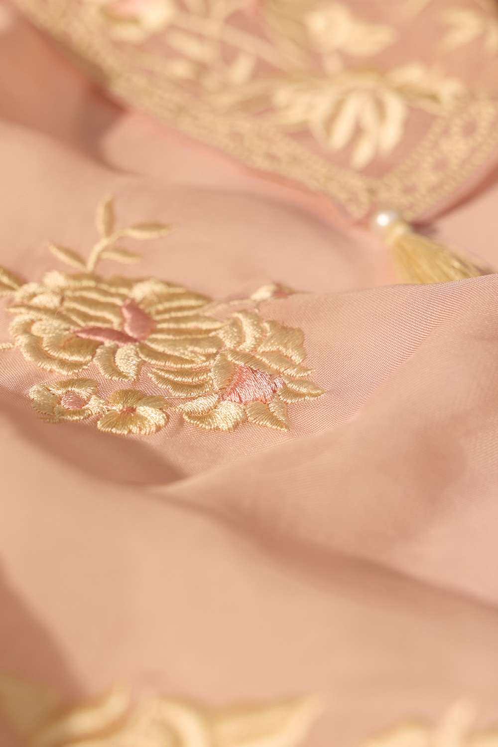 Light Pink Banarasi Viscose Organza Embroidered Saree image number null