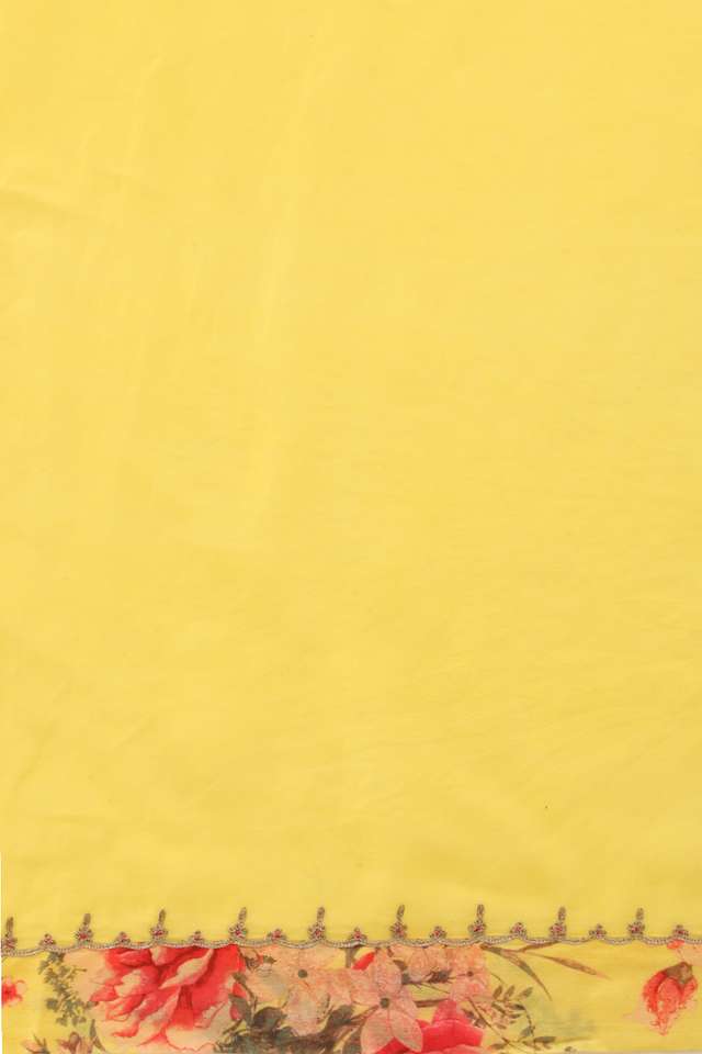 Yellow Pure Silk Cotton Embroidery Saree thumbnail image number null