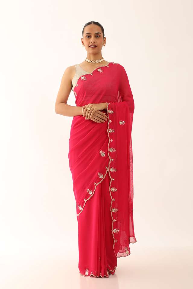 Pink Craft Viscose Georgette Gota Patti Saree thumbnail image number null