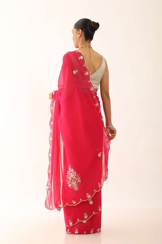 Pink Craft Viscose Georgette Gota Patti Saree thumbnail image number null