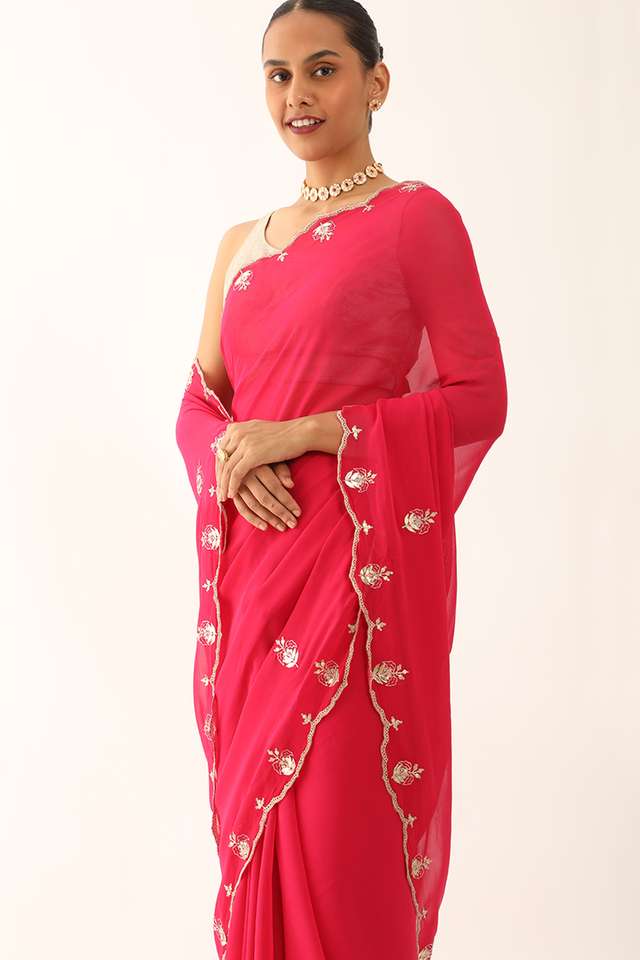 Pink Craft Viscose Georgette Gota Patti Saree thumbnail image number null