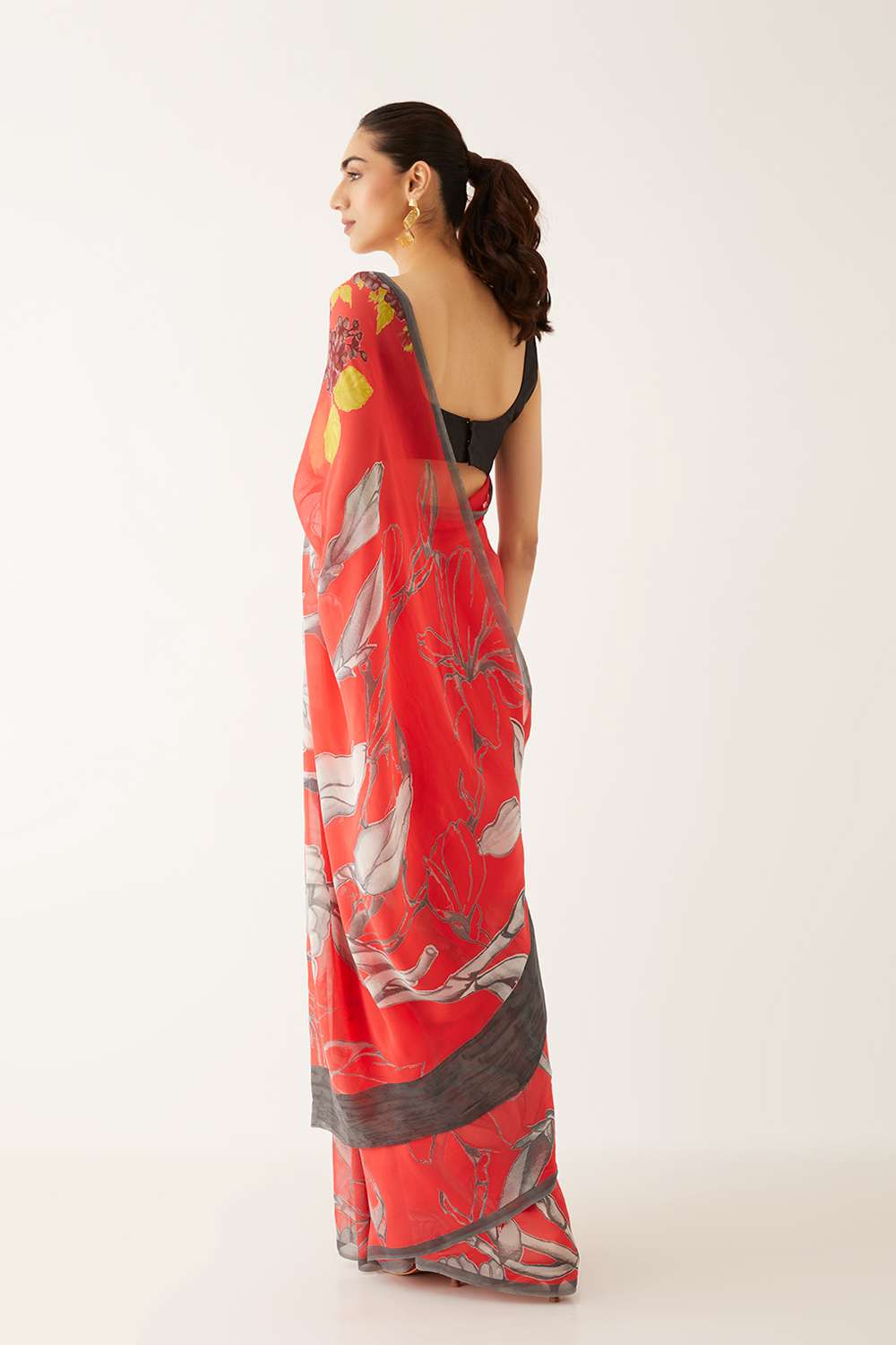 Red Viscose Georgette Printed Saree image number null