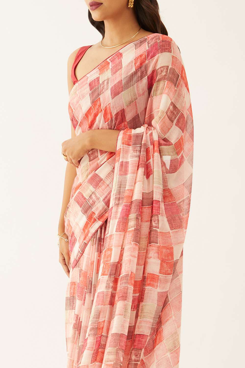 Pink Viscose Georgette Digital Print Saree image number null