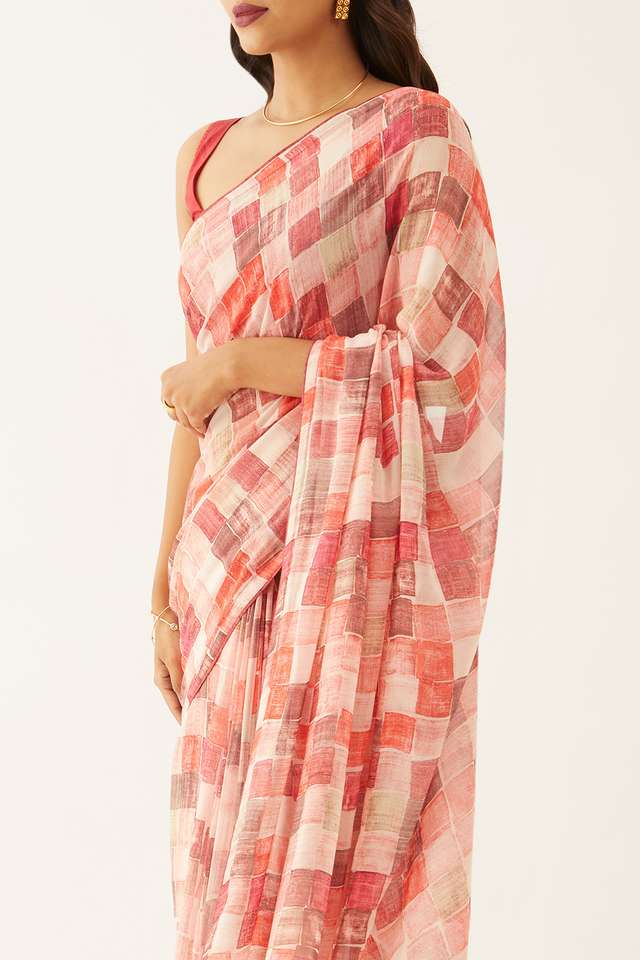 Pink Viscose Georgette Digital Print Saree image number