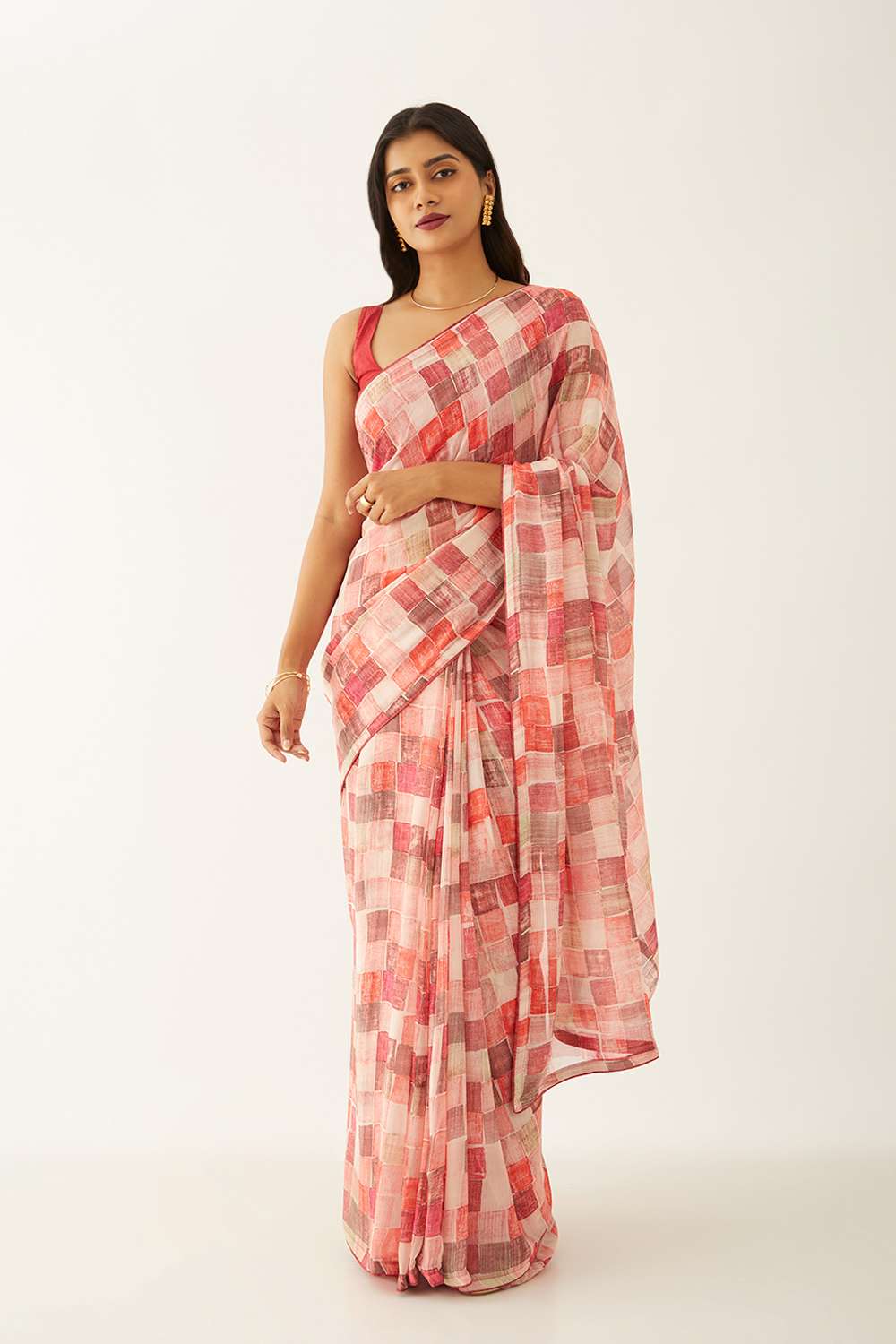 Pink Viscose Georgette Digital Print Saree image number null