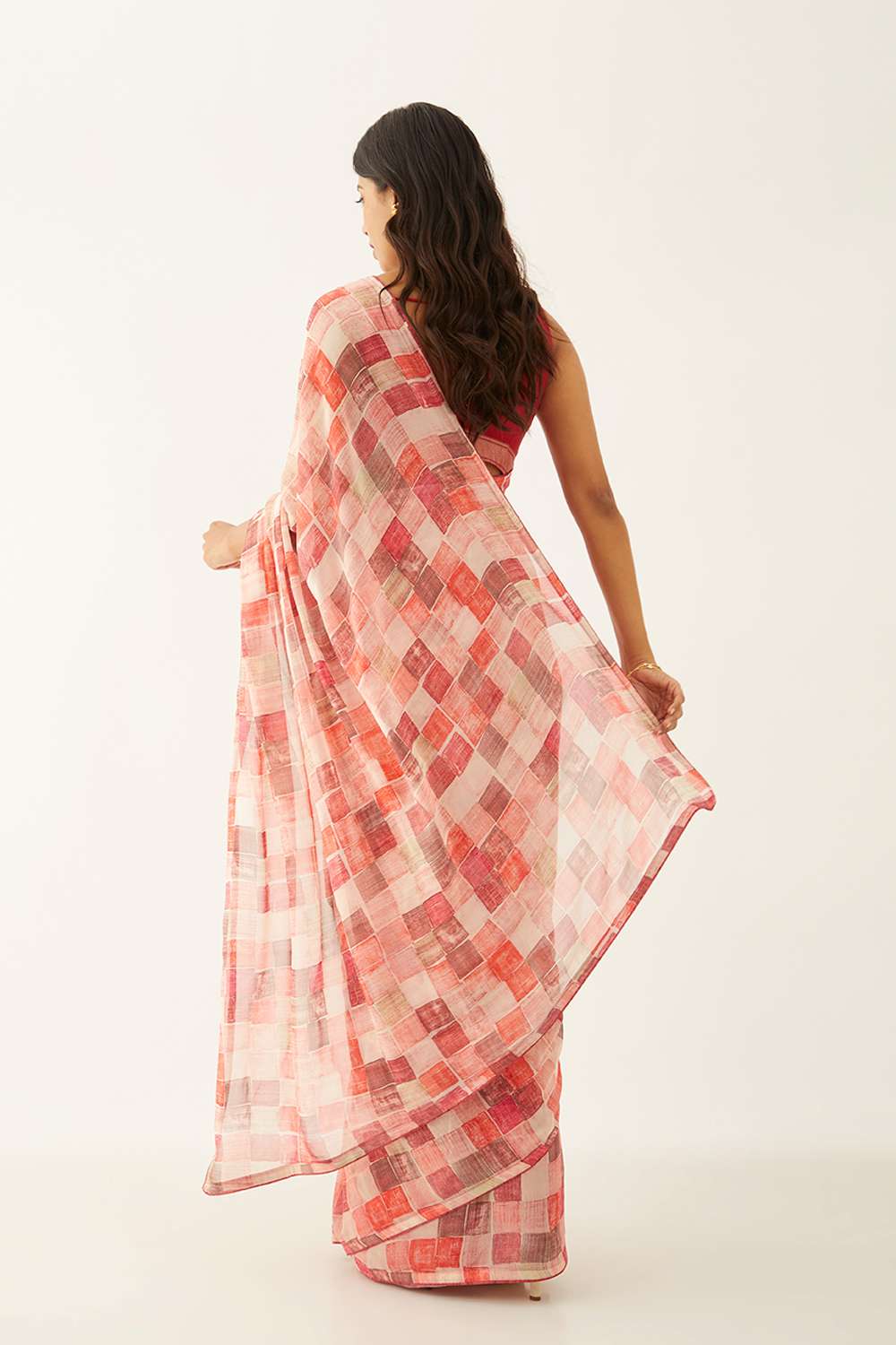 Pink Viscose Georgette Digital Print Saree image number null