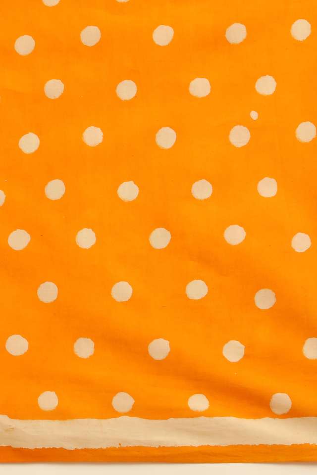 Yellow Pure Cotton Bagru Block Printed Saree thumbnail image number null