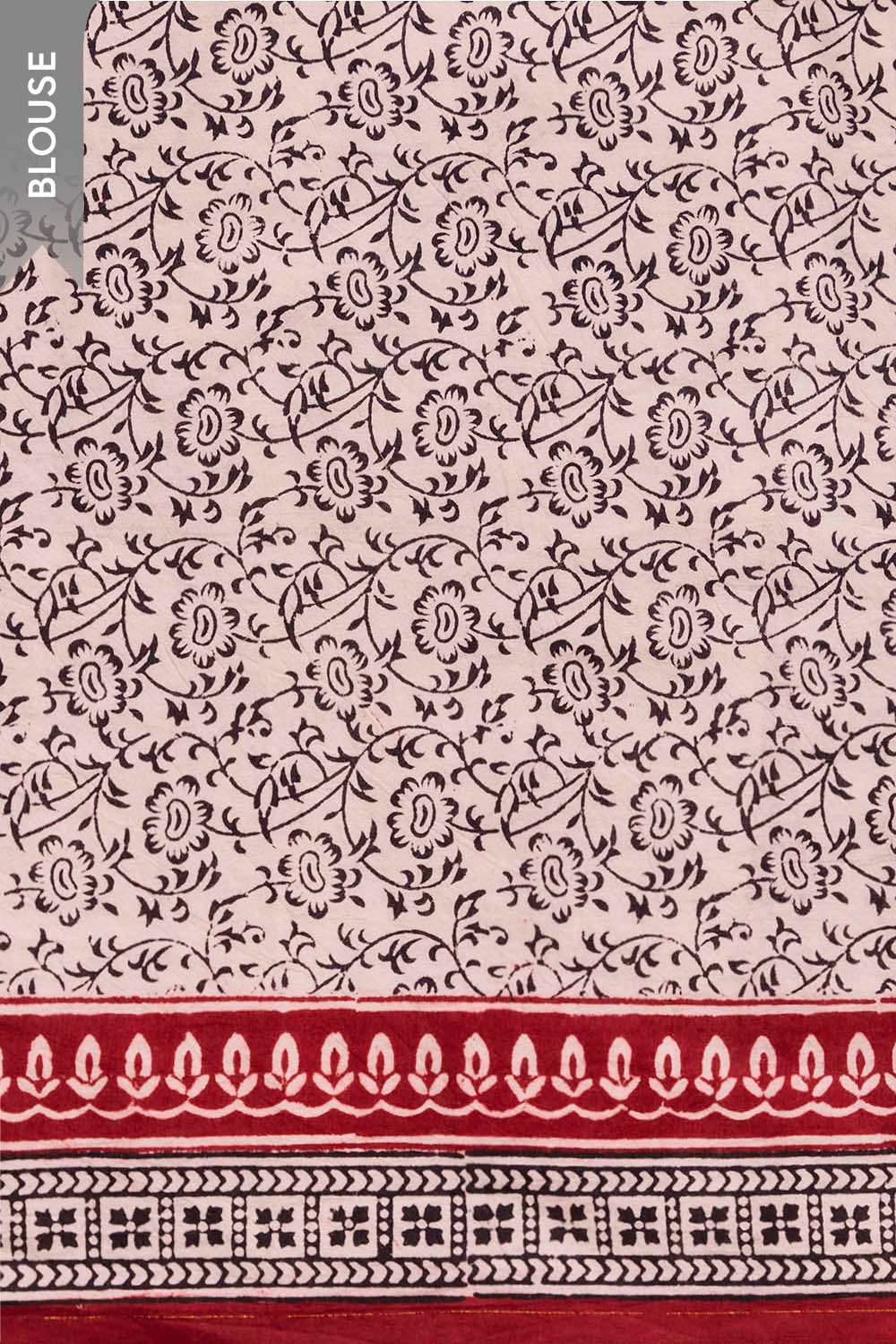 Black Bagh Block Printed Pure Cotton Saree image number null