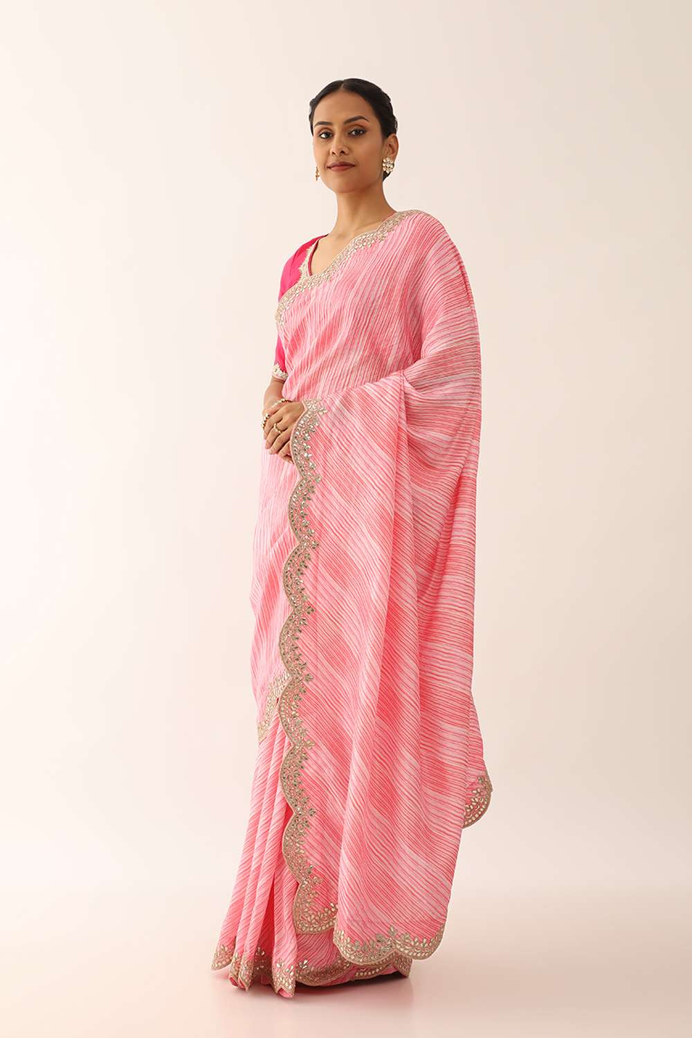 Pink Viscose Luxe Embroidery Saree image number null
