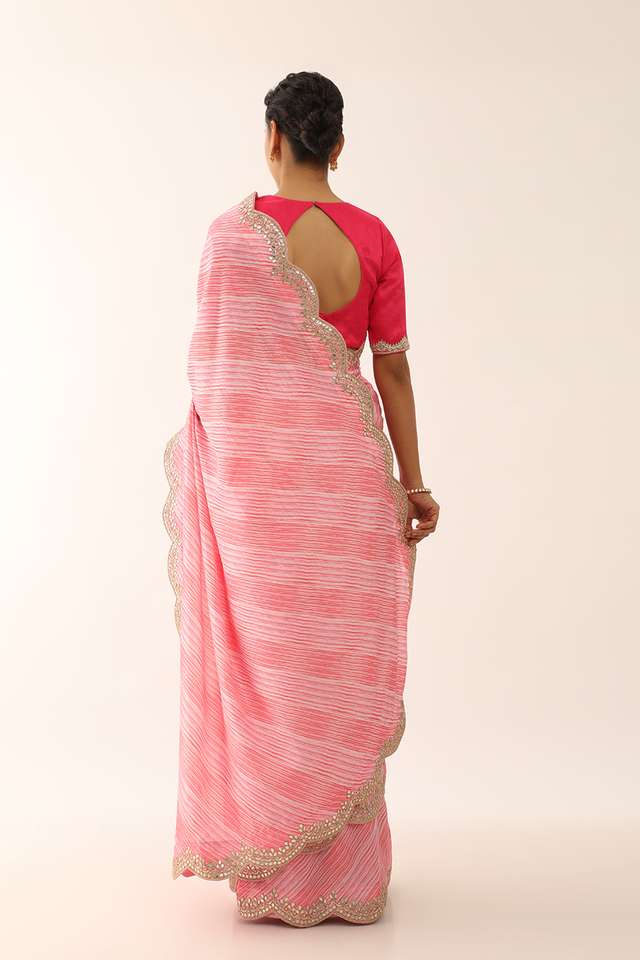 Pink Viscose Luxe Embroidery Saree thumbnail image number null
