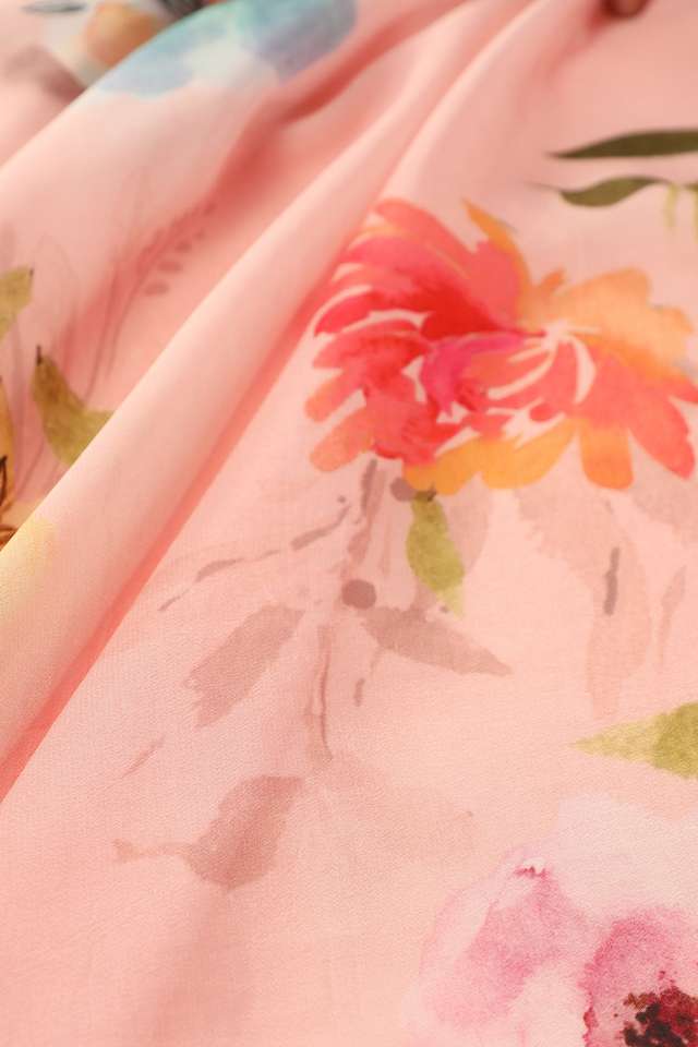 Light Pink Contemporary Viscose Crepe Digital Printed Saree thumbnail image number null