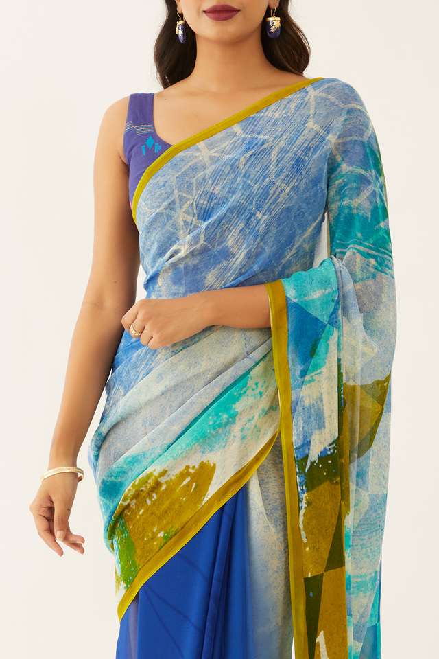 Multicoloured Viscose Georgette Digital Print Saree image number