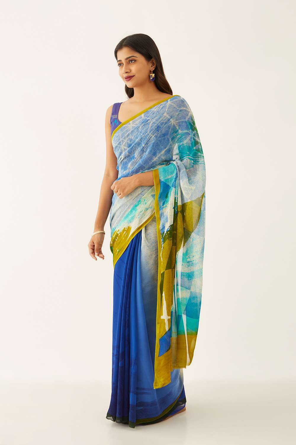 Multicoloured Viscose Georgette Digital Print Saree image number null