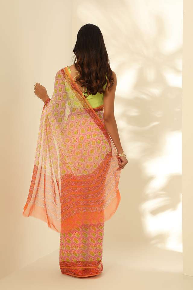 Multicoloured Viscose Chiffon Printed Saree thumbnail image number null