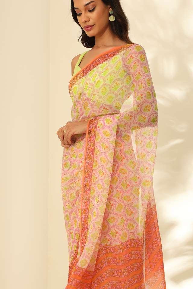 Multicoloured Viscose Chiffon Printed Saree thumbnail image number null