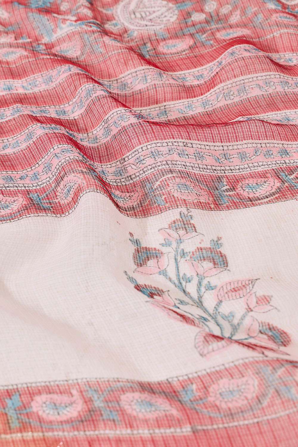 Red Bagru Block Printed Pure Cotton Kota Saree image number null