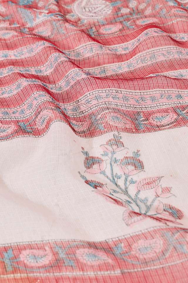 Red Bagru Block Printed Pure Cotton Kota Saree thumbnail image number null