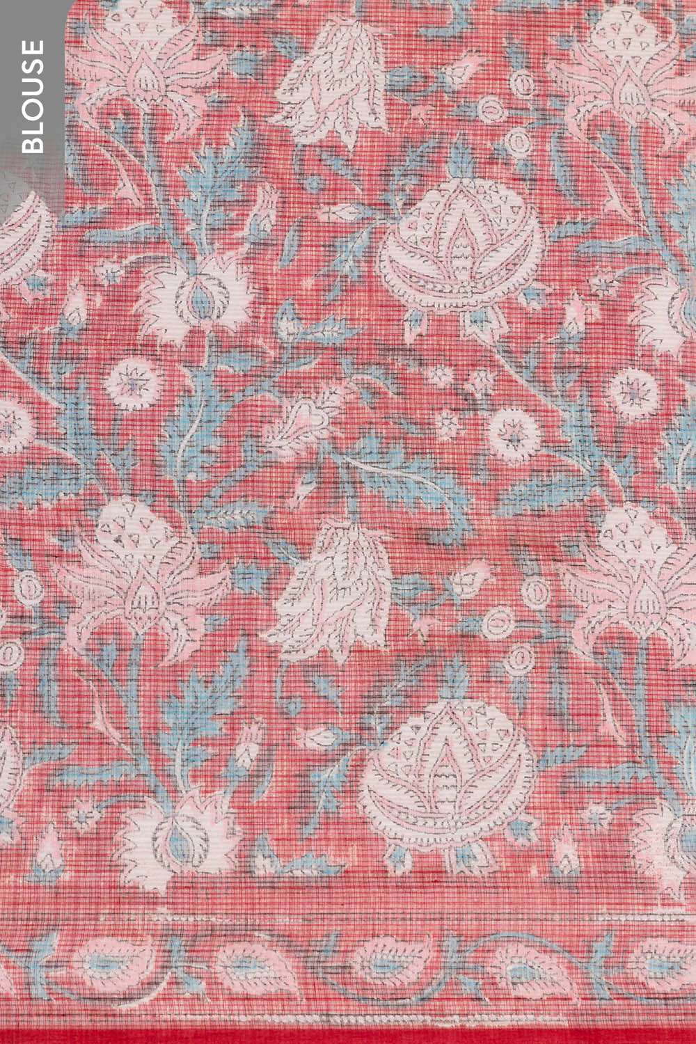 Red Bagru Block Printed Pure Cotton Kota Saree image number null