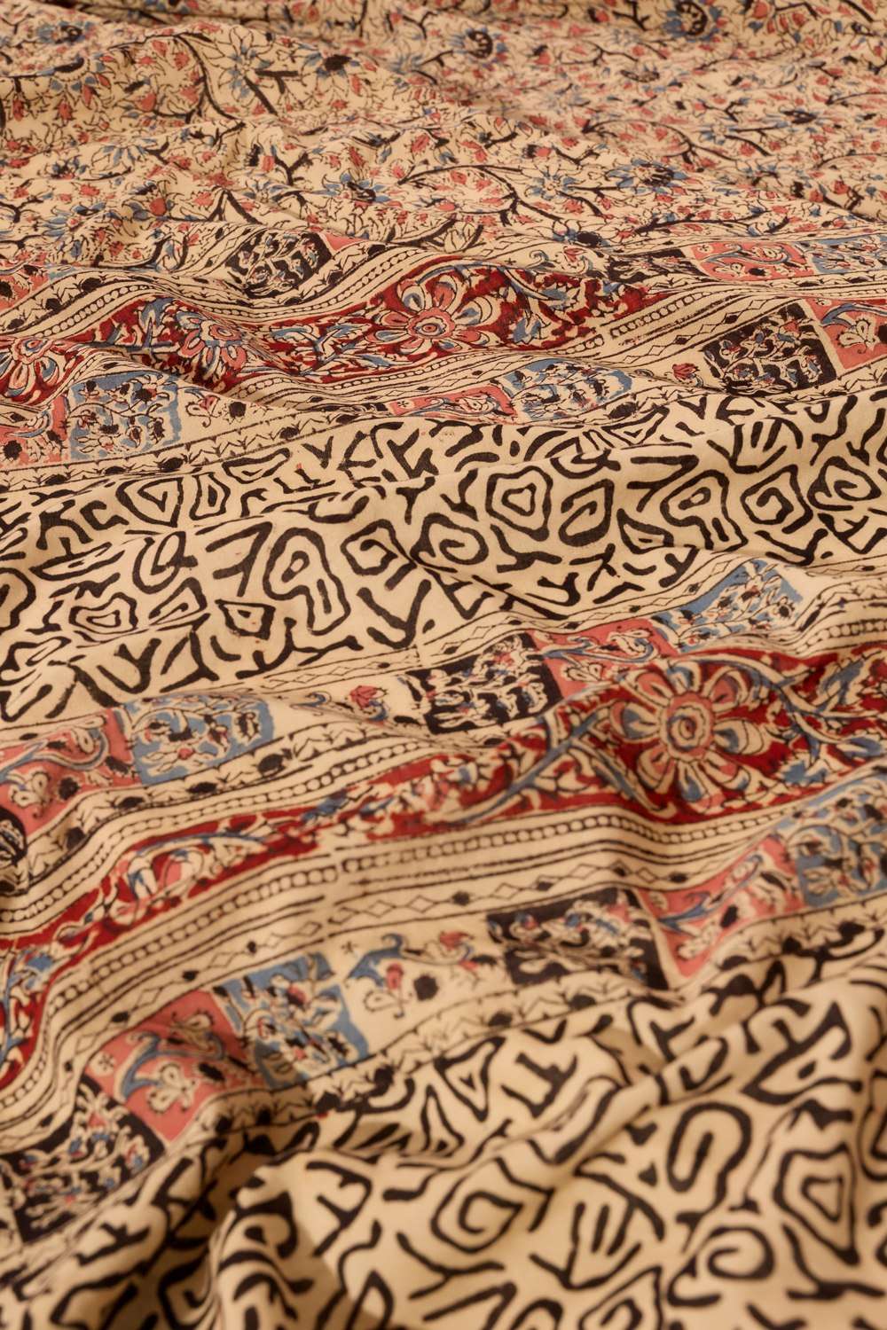 Beige Printed Kalamkari Machilipatnam Pure Cotton Saree image number null