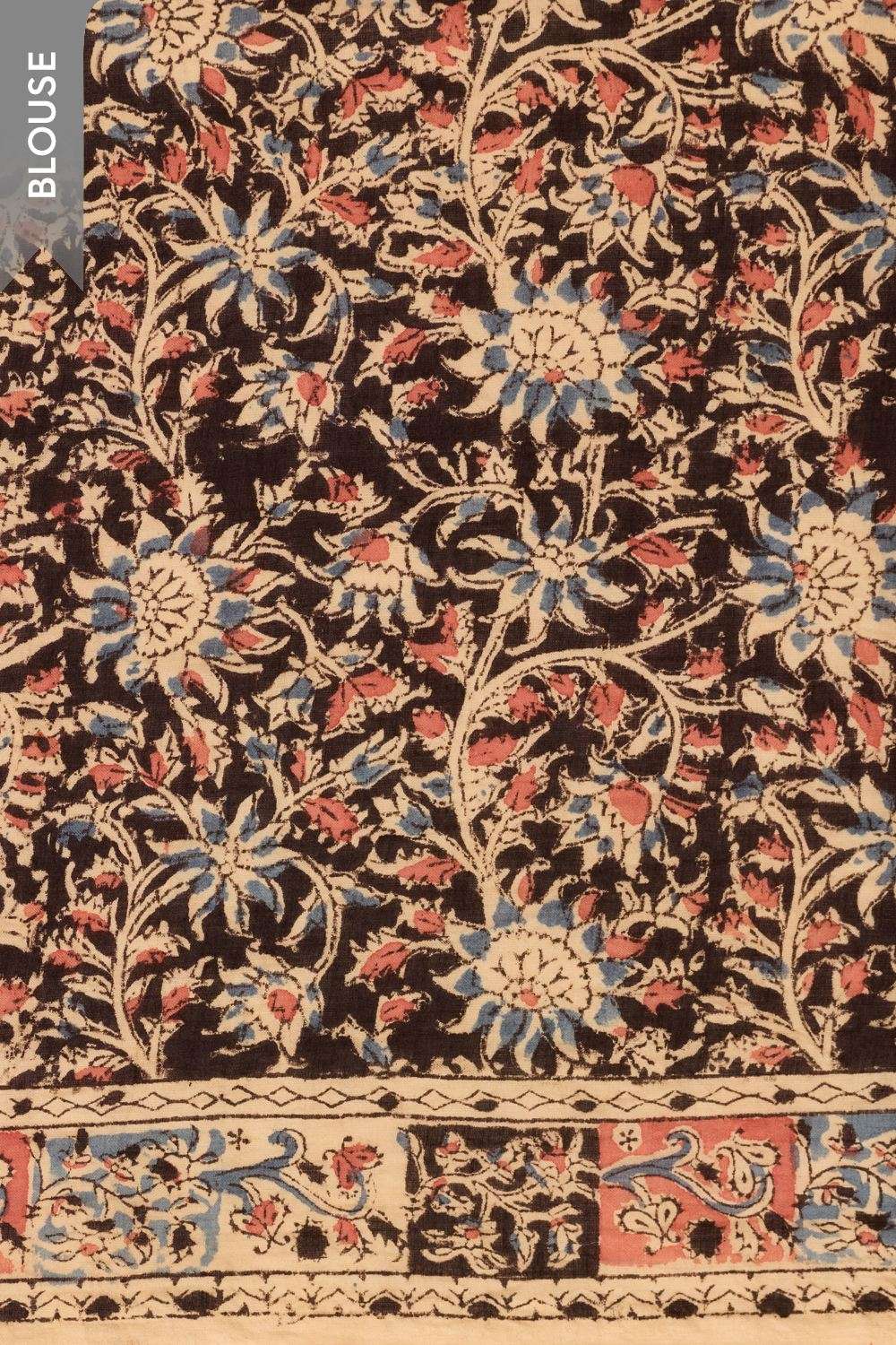 Beige Printed Kalamkari Machilipatnam Pure Cotton Saree image number null