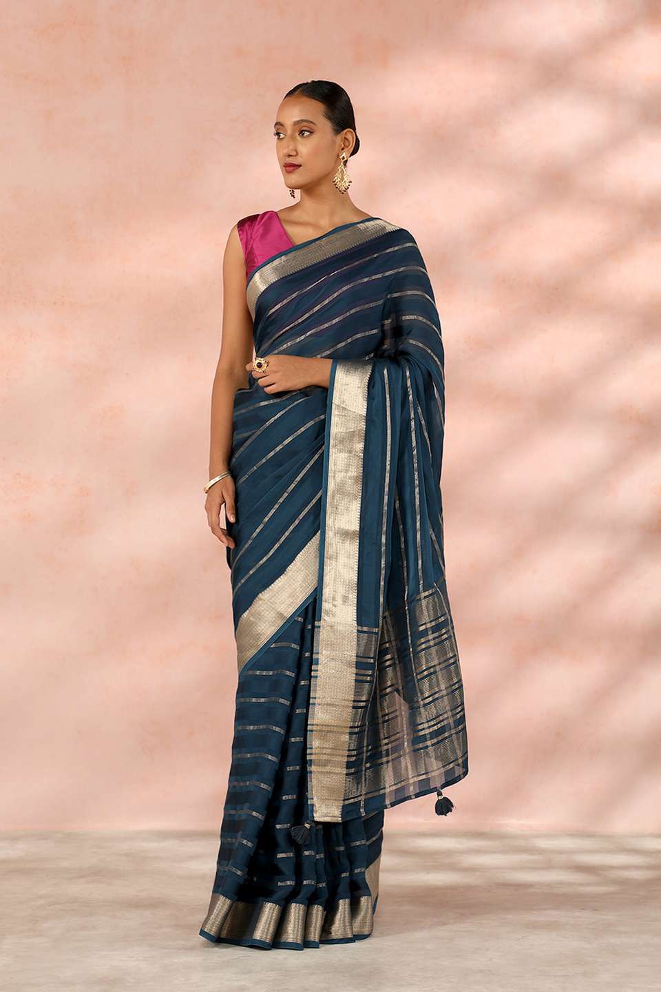 Blue Contemporary Viscose Woven Saree