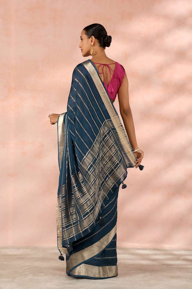 Blue Contemporary Viscose Woven Saree thumbnail image number null